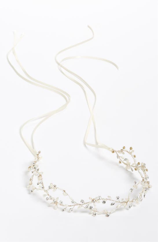 BRIDES AND HAIRPINS BRIDES & HAIRPINS OCTAVIA PEARL & JEWELED HALO & SASH