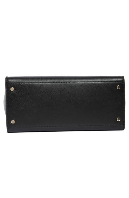 Kate Spade Staci Medium Black Saffiano Leather Crossbody Satchel Bag Handbag In Black