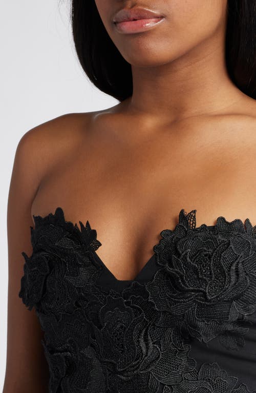 LULUS LULUS LUXE ROMANTIC FLORAL APPLIQUÉ STRAPLESS COCKTAIL MINIDRESS 