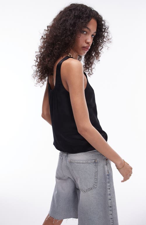 Shop Topshop Crop Satin Tank In Black