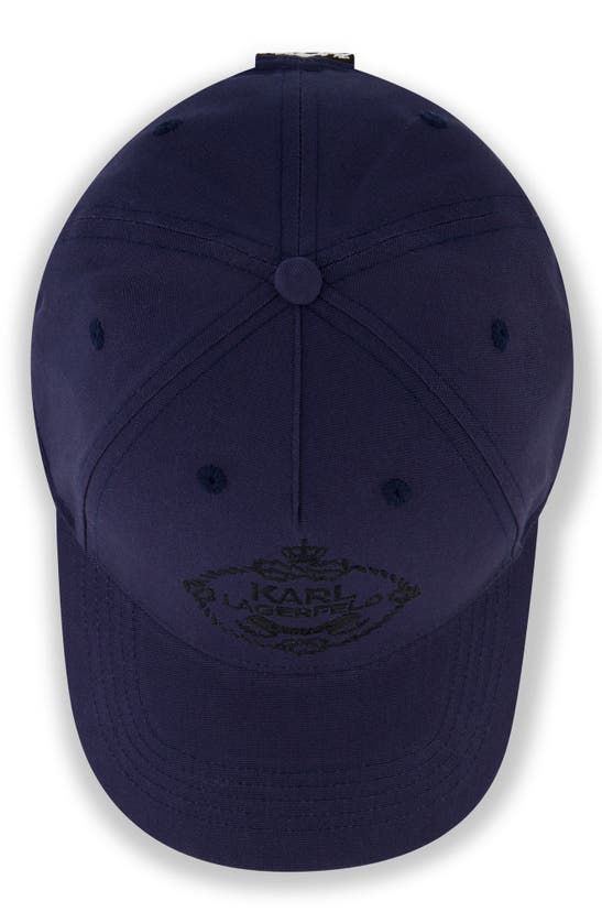 Shop Karl Lagerfeld Crest Logo Baseball Cap In Blue