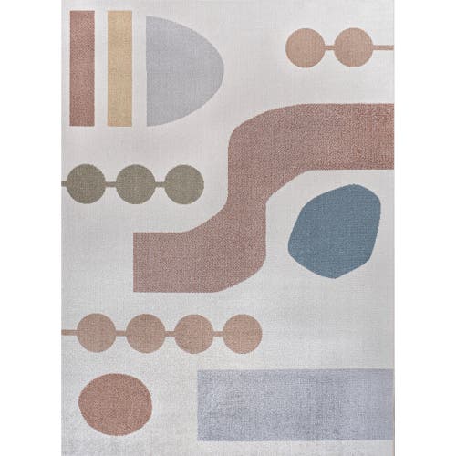 Shop Jonathan Y Riley Abstract Coastal Contemporary Machine-washable Area Rug In Cream/multi