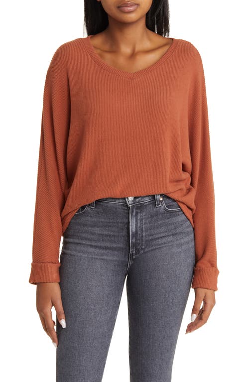 caslon(r) Dolman Sleeve Rib Sweater in Rust Sequoia