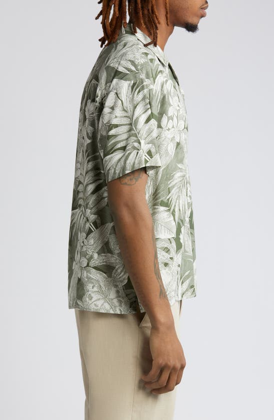 Shop Native Youth Botanical Boxy Camp Shirt In Green Floral