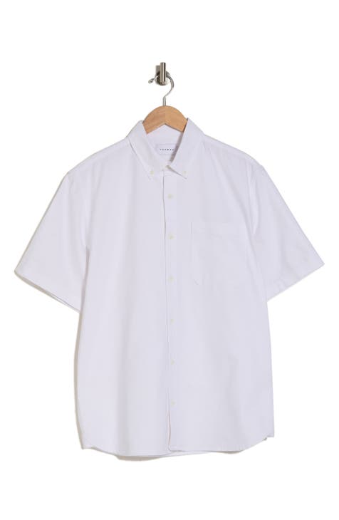 Relaxed Short Sleeve Oxford Button-Down Shirt