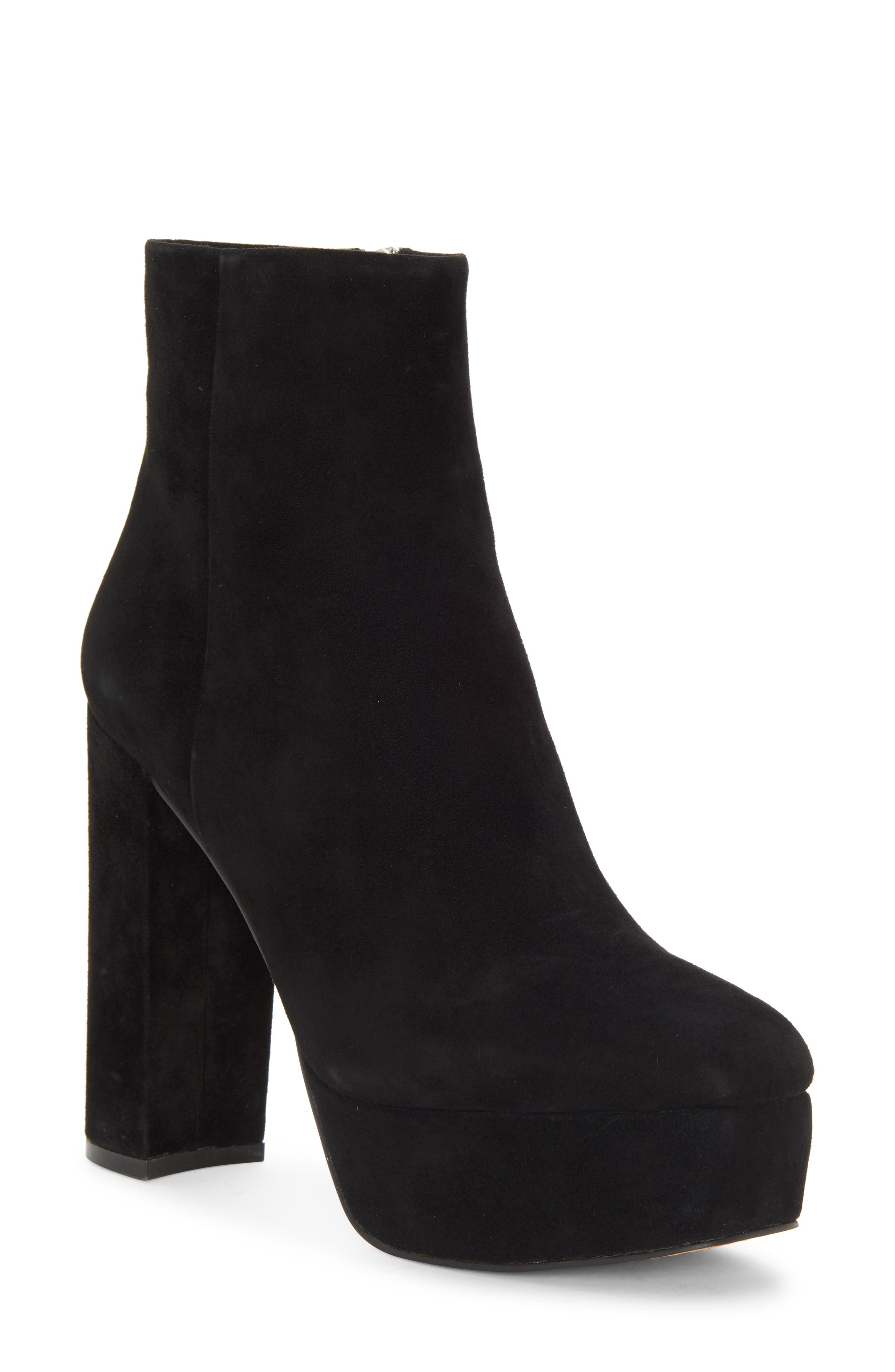Vince Camuto Leslieon Square Toe Platform Boot In Black Suede