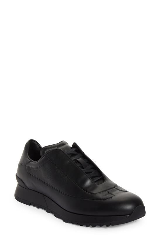 Shop John Lobb River Leather Sneaker In Black