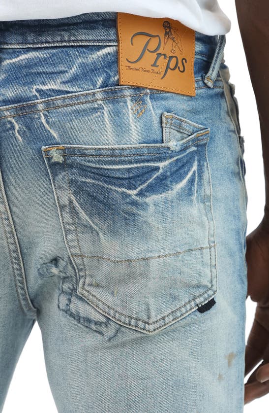 Shop Prps Zoom Skinny Fit Stretch Rip & Repair Jeans In Light Indigo