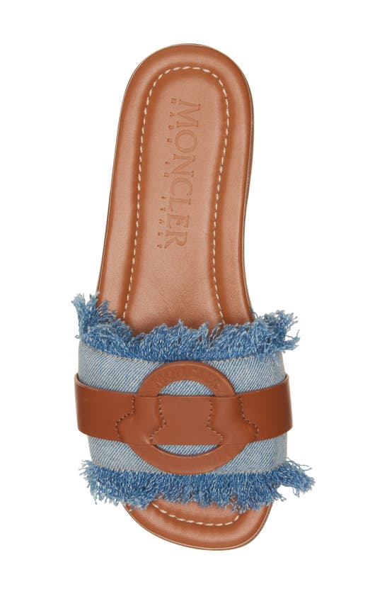 Shop Moncler Bell Slide Sandal In Washed Denim