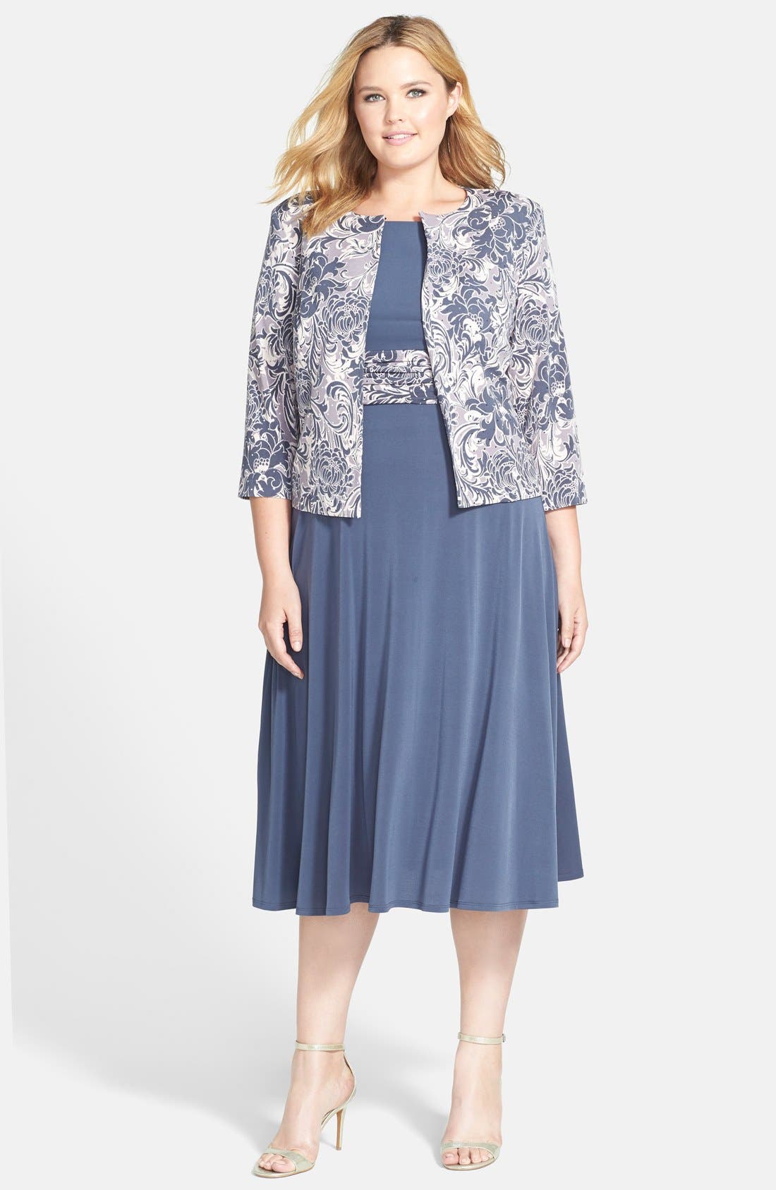 Jessica Howard Ruched Waist Dress & Jacket (Plus Size) Nordstrom