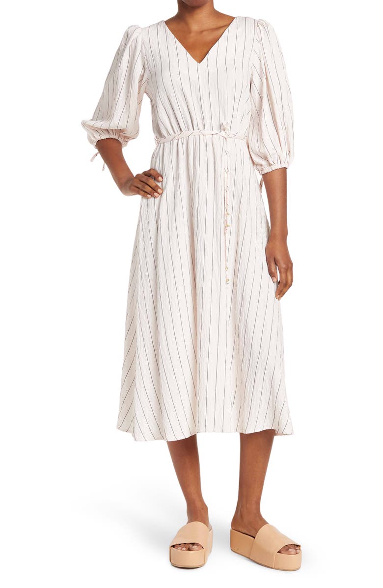Stripe Peasant Midi Dress
