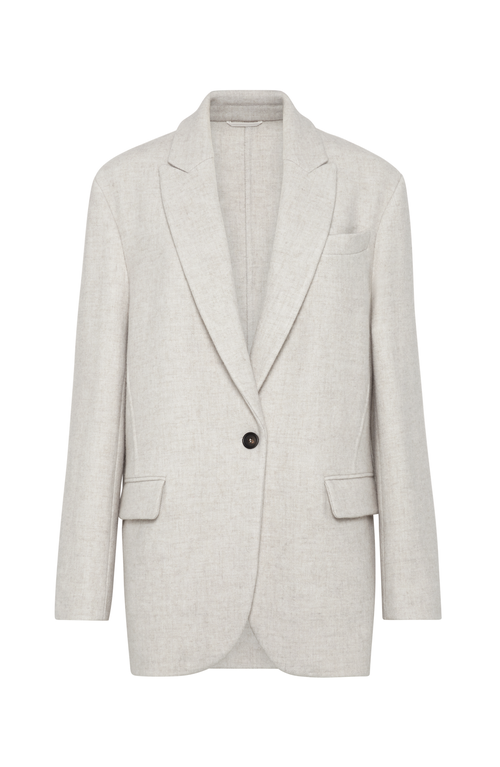 Shop Brunello Cucinelli Cozy Double Fabric Blazer In Pearl Grey