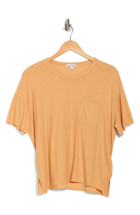 Shop James Perse Crewneck Pocket T-shirt In Apricot