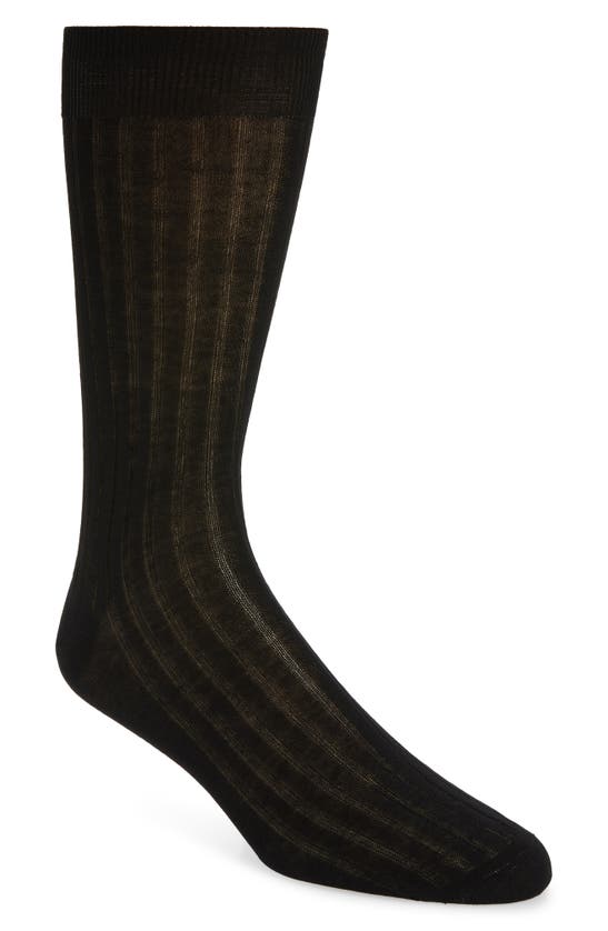 Canali Cotton Rib Dress Socks In Black