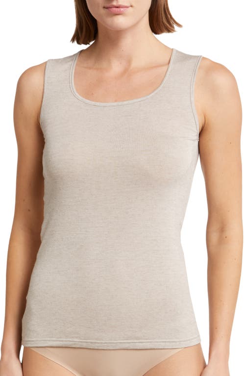 Perfect Line Cashmere & Modal Blend Tank in Beige
