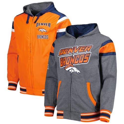 Men's G-III Sports by Carl Banks Orange/Gray Denver Broncos Extreme Full Back Reversible Hoodie Full-Zip Jacket