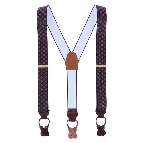 Trafalgar Luxe Diamond Elastic Button End Suspenders In Burgundy