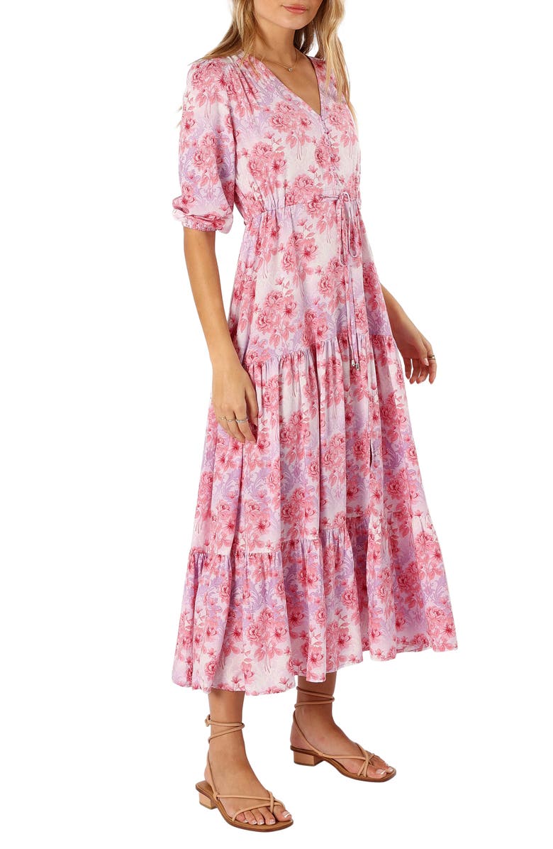 Petal & Pup Kelda Floral Tiered Maxi Dress, Alternate, color, Pink/ Purple