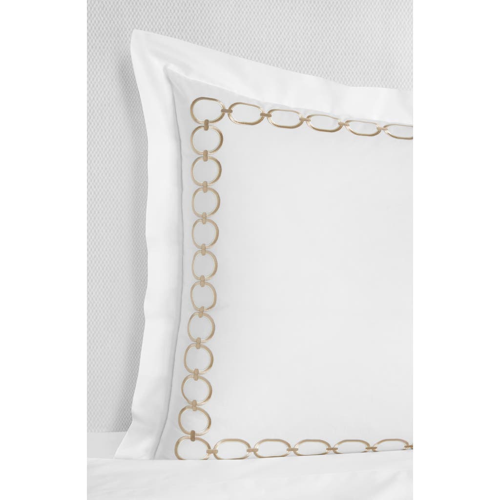 Sferra Catena Cotton Percale Euro Pillow Sham In White/ Sand