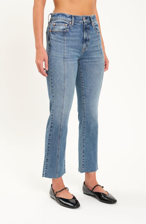 Daze Shy Girl High Waist Raw Hem Crop Flare Jeans In Brooklyn In Blue
