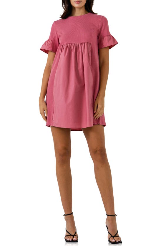 English Factory Solid Minidress In Dusty Pink