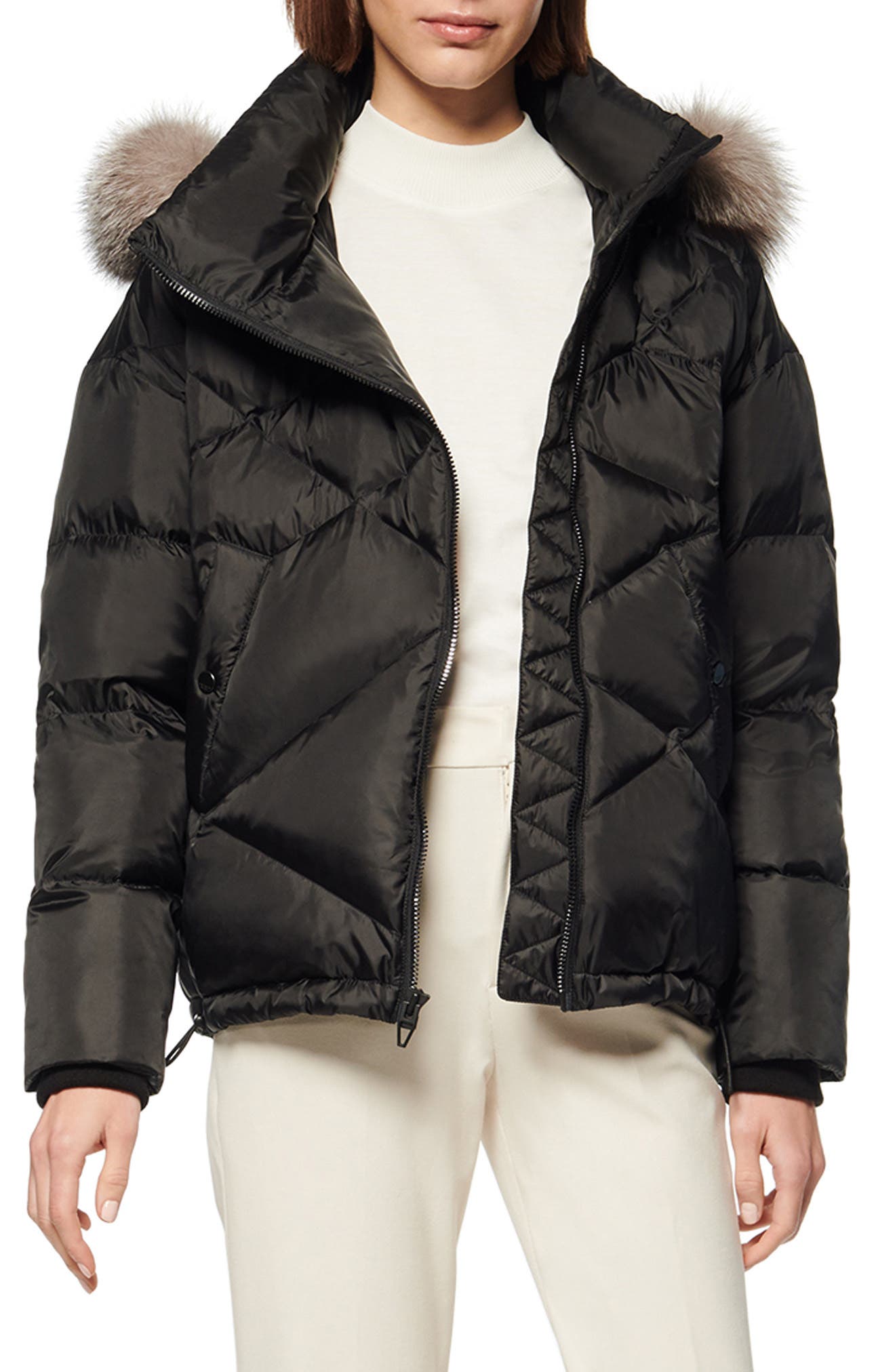 Andrew Marc Genuine Fox Fur Trimmed Parka In Black | ModeSens