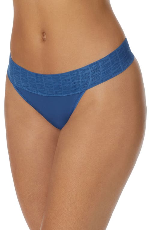 Shop Dkny Logo Stretch Thong In Deja Vu Blue