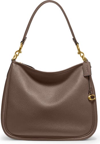 Dark Taupe Soft Pebbled Leather Slouch Bag