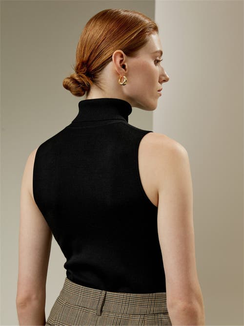 LILYSILK LILYSILK SILK KNITTED TURTLENECK SLEEVELESS TOP 