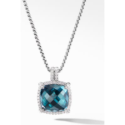 David Yurman Chatelaine Pave Bezel Pendant Necklace