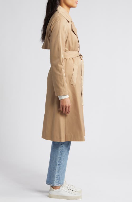 Via Spiga Water Repellent Double Breasted Cotton Blend Trench Coat In Camel/cream