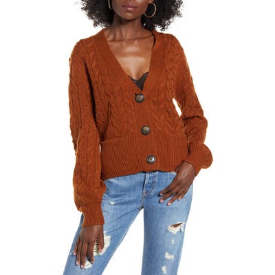 J.o.a. Cable Knit Cardigan, Brown