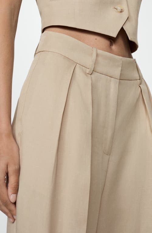 Shop Mango Wide Leg Pants In Beige