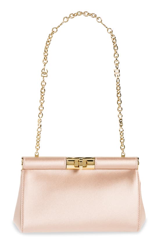 Shop Dolce & Gabbana Small Marlene Satin Shoulder Bag In Dark Beige