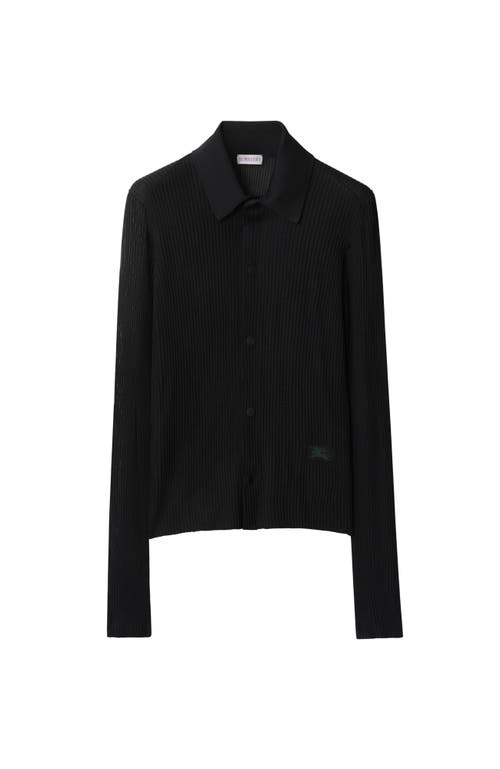 Shop Burberry Rib Knit Shirt In Black