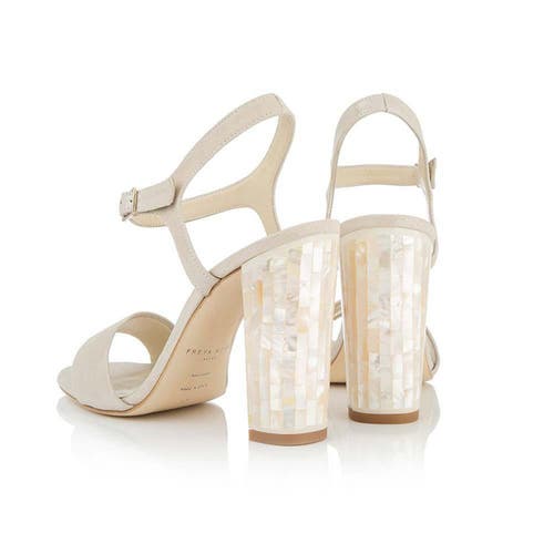 Shop Freya Rose Martina Ankle Strap Pearl Heel Sandal In Champagne