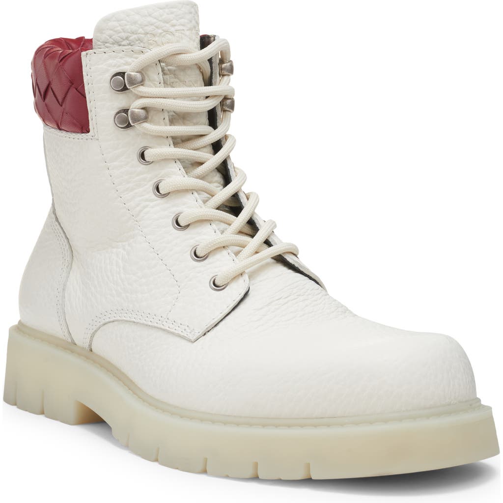 Bottega Veneta Haddock Lace-up Ankle Boot In 8059 White/deep Red