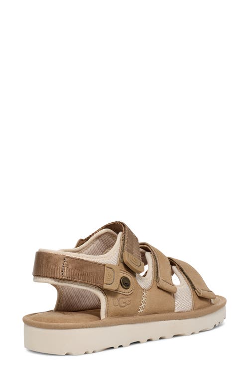 Ugg Mens Beige Goldencoast Multi-strap Suede And Mesh-blend Flat Sandals In Sand