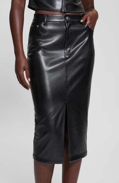 Shop Guess Celine High Waist Faux Leather Skirt In Jet Black