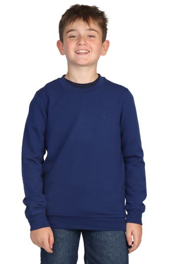 Tailorbyrd Kids' Sueded Fleece Crewneck Pullover In Navy