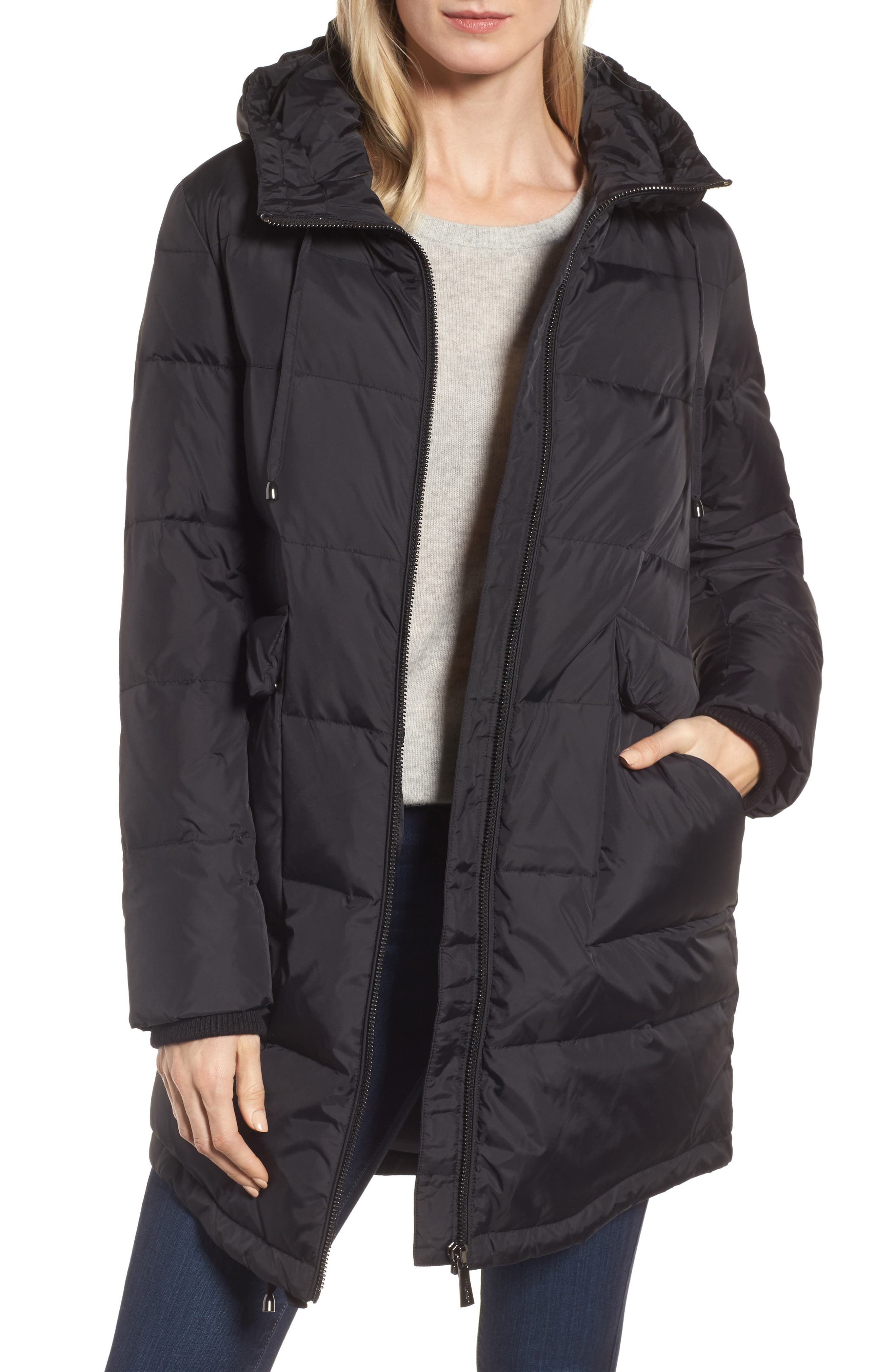 dkny long puffer coat