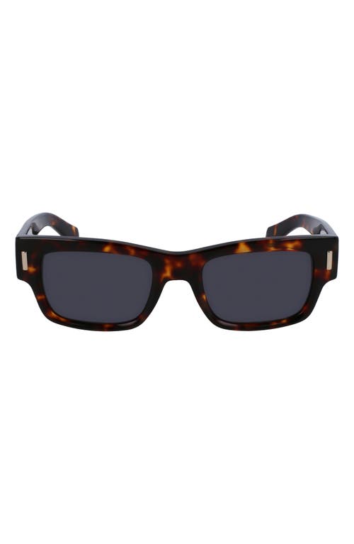 Shop Ferragamo Rivets 53mm Rectangular Sunglasses In Dark Tortoise