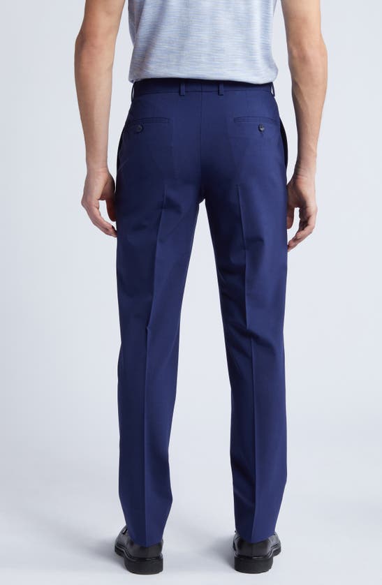 Nordstrom Trim Fit Flat Front Stretch Wool Dress Pants In Navy Peacoat