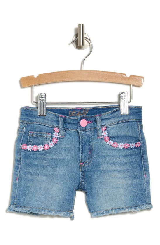 Shop Vigoss Kids' Daisy Lace Trim Shorts In Cielo