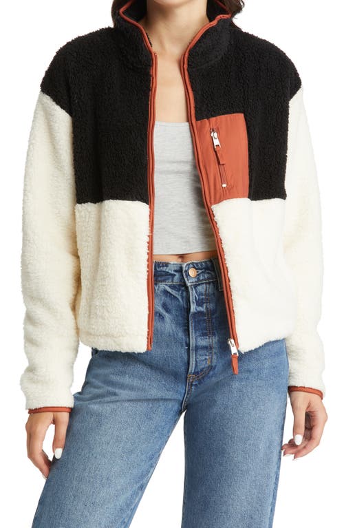 Body Glove Colorblock Faux Shearling Jacket in Cream