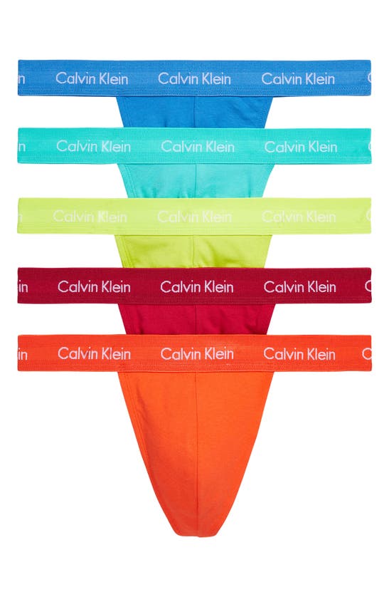 CALVIN KLEIN THE PRIDE EDIT ASSORTED FIVE PACK STRETCH COTTON THONGS