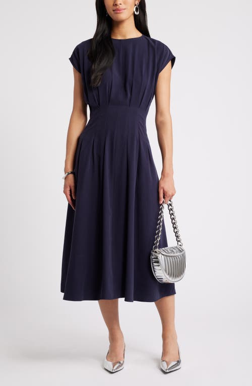 Nordstrom Pleated A-line Dress In Navy Night