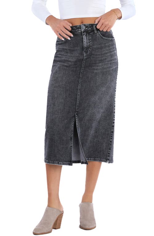 Wash Lab Denim Mallory Denim Midi Skirt In Black Sesame
