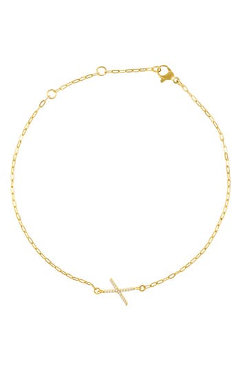 Adornia Pavé Cubic Zirconia Initial Anklet In Gold-x