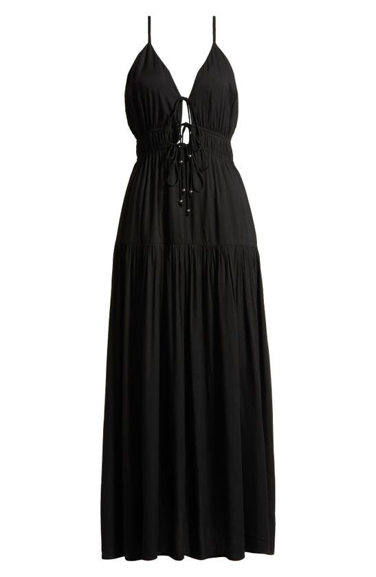Shop Elan Tie Front Cover-up Maxi Dress In Black